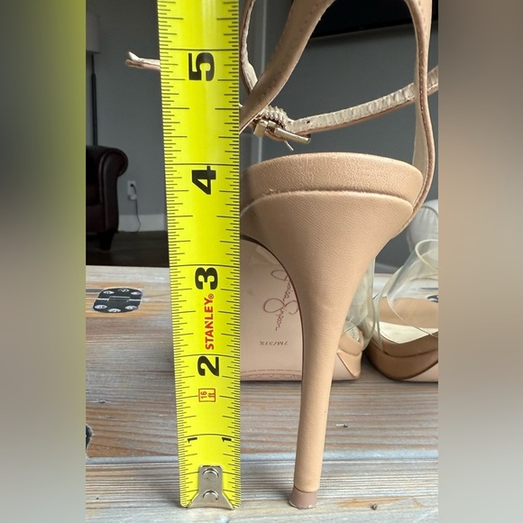 Jessica Simpson SIZE 7 Clear Nude Open Toe Strappy See-Through Heels 4 Inch - Picture 9 of 9